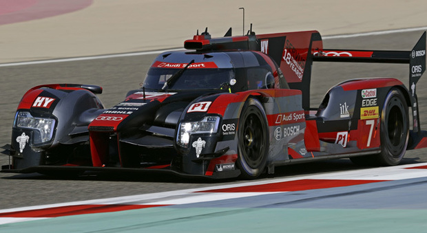 L'Audi R 18 di Lucas Di Grassi, Oliver Jarvis e Loic Duval che ha vinto la 6 ore del Bahrein