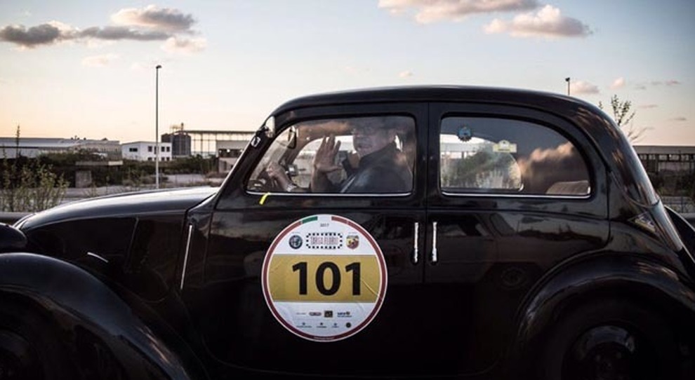 Il vincitore della 101^ Targa Florio Giovanni Moceri al volante della Fiat 508 C